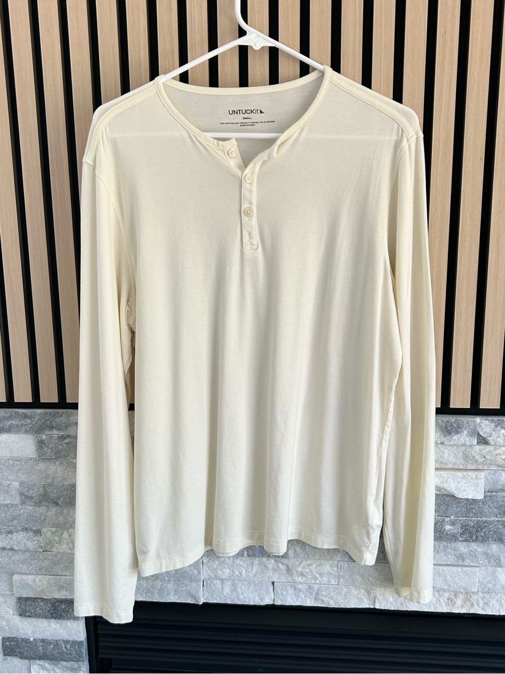UNTUCKit Cream Long-Sleeve Henley Shirt